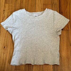 TNA Gray Ribbed Baby Tee